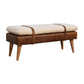 Boucle Buffalo Hide Leather Bench, Chestnut