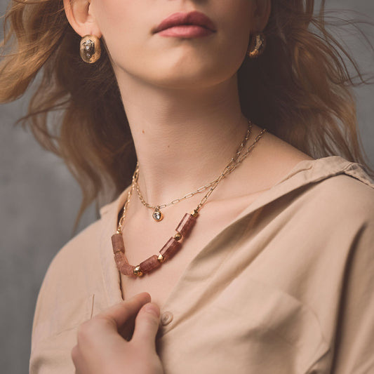 Strawberry Fields Necklace with Gold Filled Chain