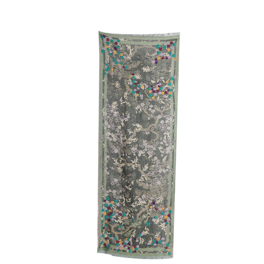 Botanica Embroidered Scarf -  Dark Olive