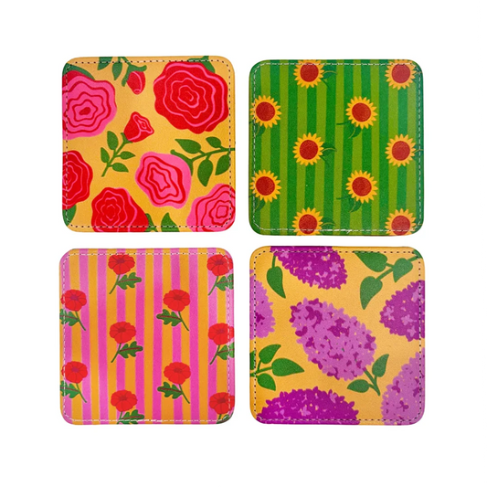 Flower Power Coasters, Set of 4