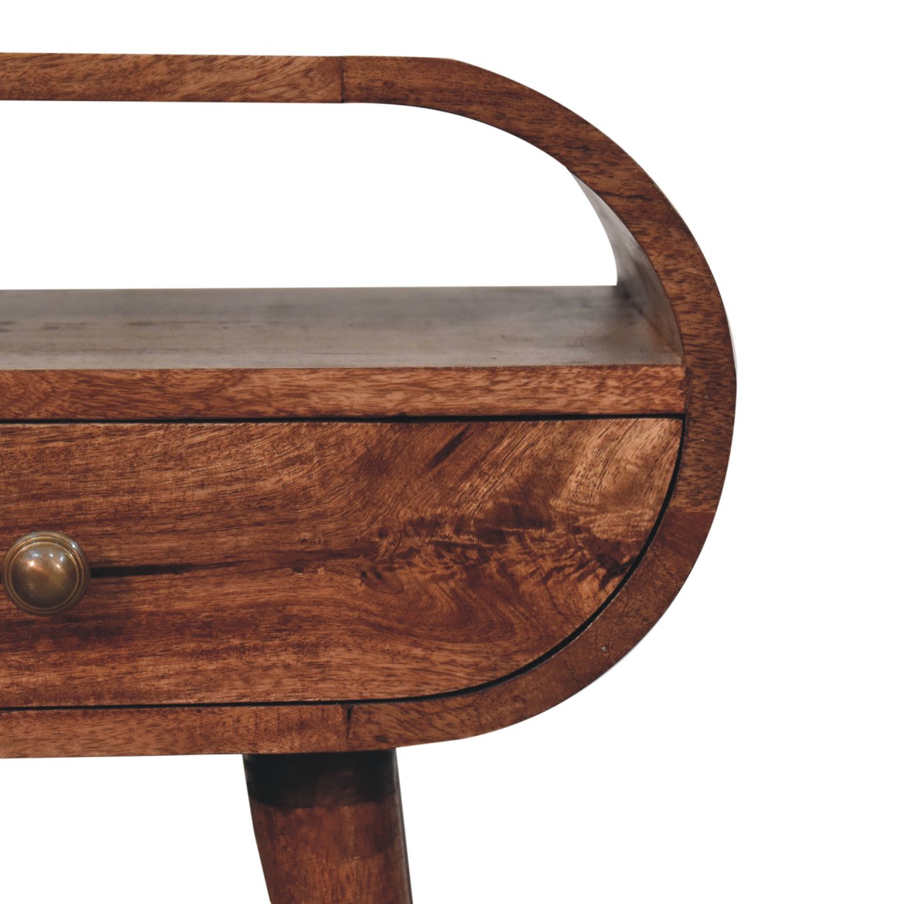 Solid Wood Honey Caramel Circular Bedside Table