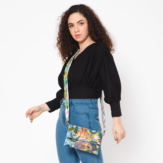 Botanical Embroidered Strap - White
