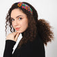 Floral Embroidered Headband - Black