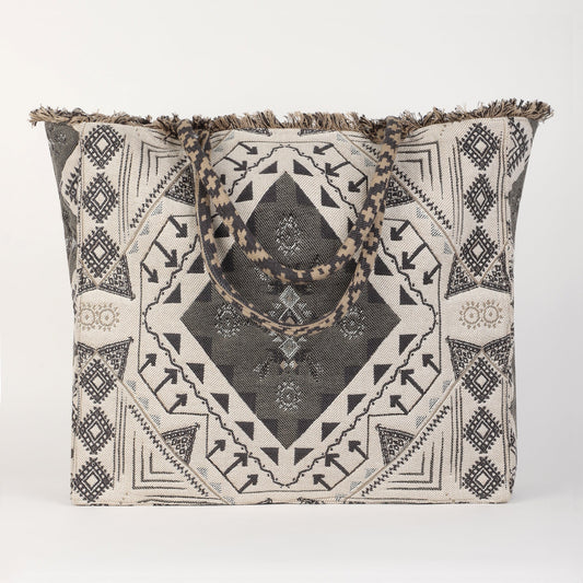 ACCENTUATE GEOMETRIC TOTE BAG - IVORY