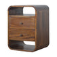 Solid Wood Chestnut Curve 2-Drawer Nightstand