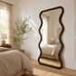 Wavy Full-Length Wall Mirror with Mango Wood Frame, 36x72"