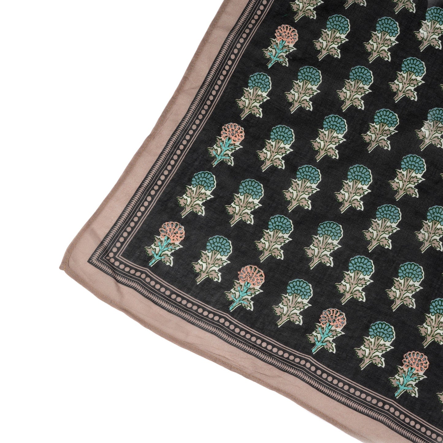 Heritage Bloom Embroidered Bandana - Dark Grey