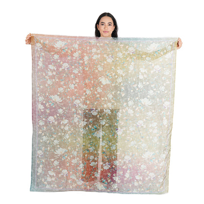 Magnolia Blossom Gradient Square Wrap - Chestnut Brown