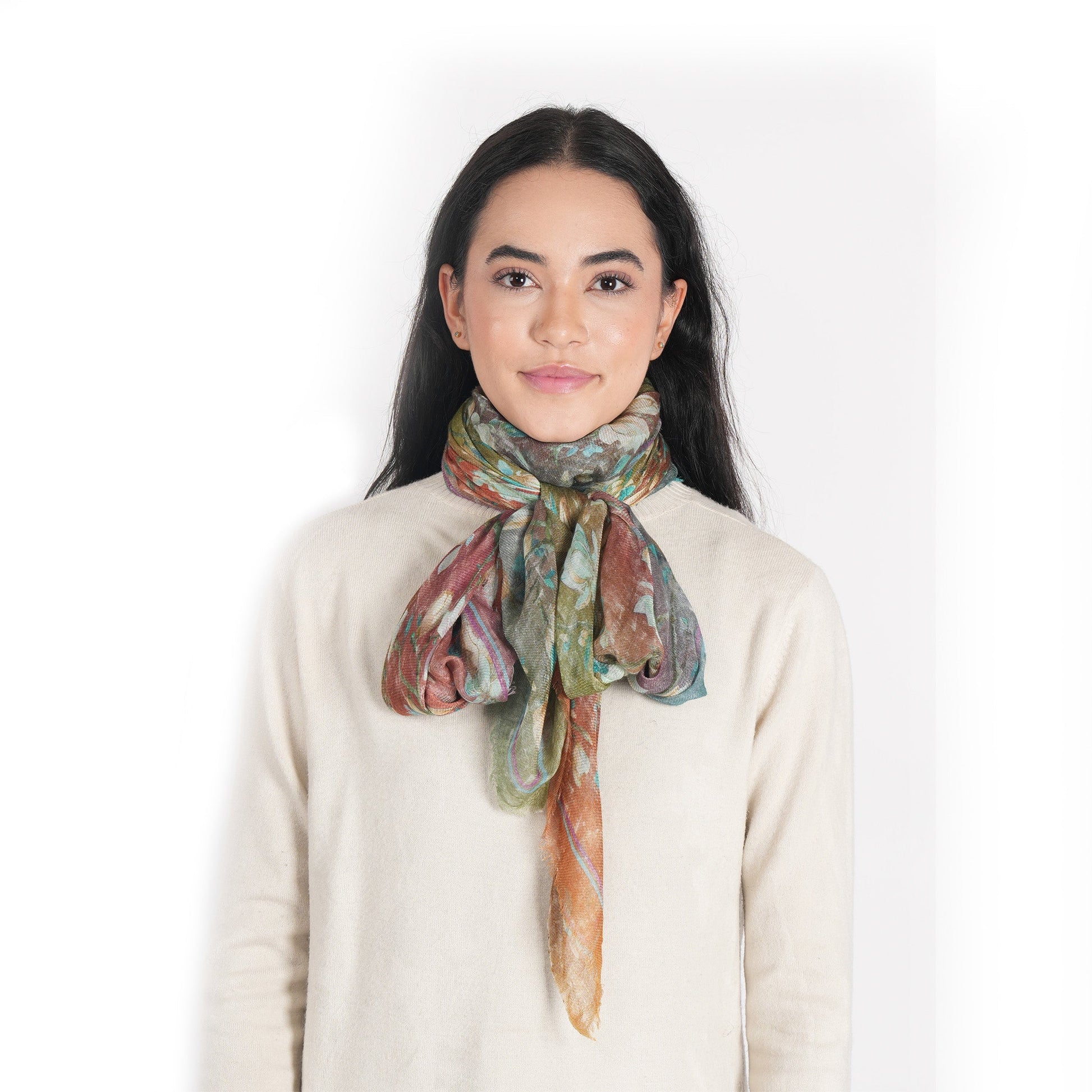 Magnolia Blossom Gradient Square Wrap - Chestnut Brown