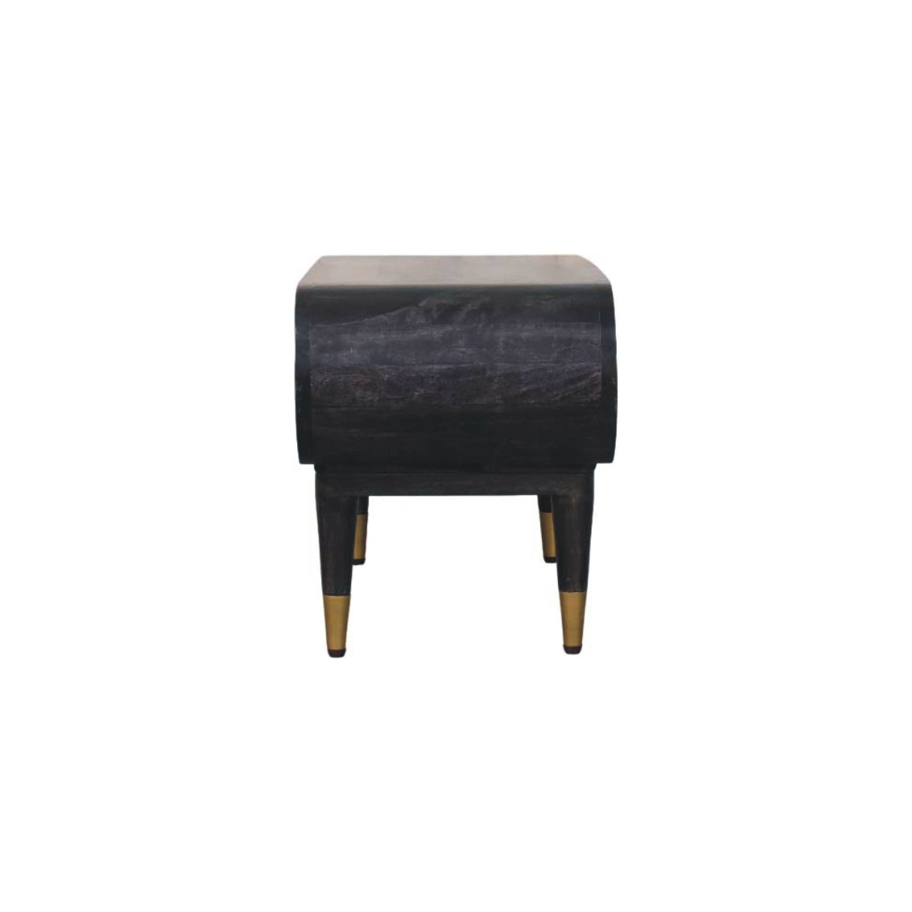 Solid Wood Velvet Mocha Curved Edge Console with Brass Accents