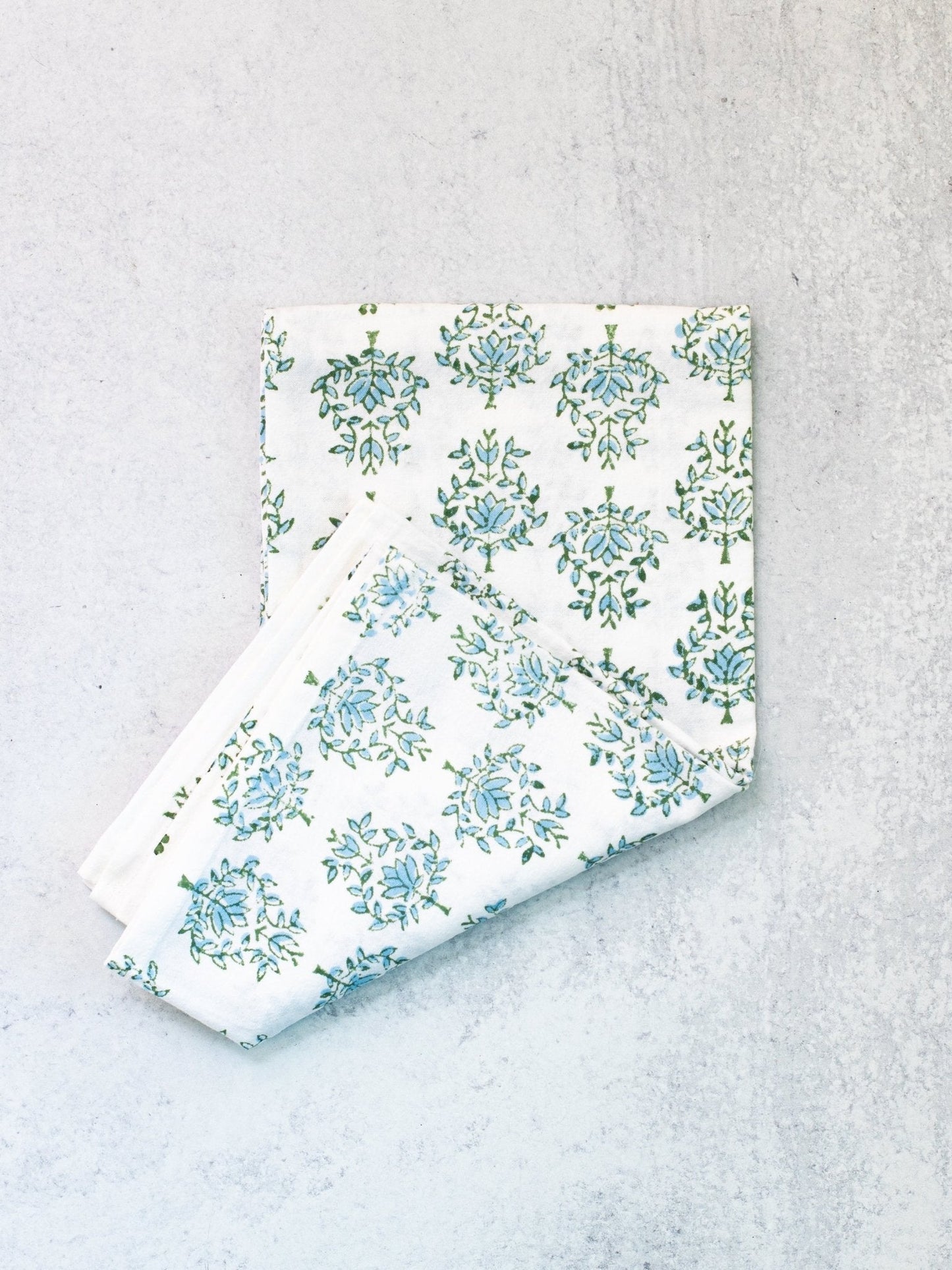 S/2 Tea Towel Set - Lotus & Stripe, Sage