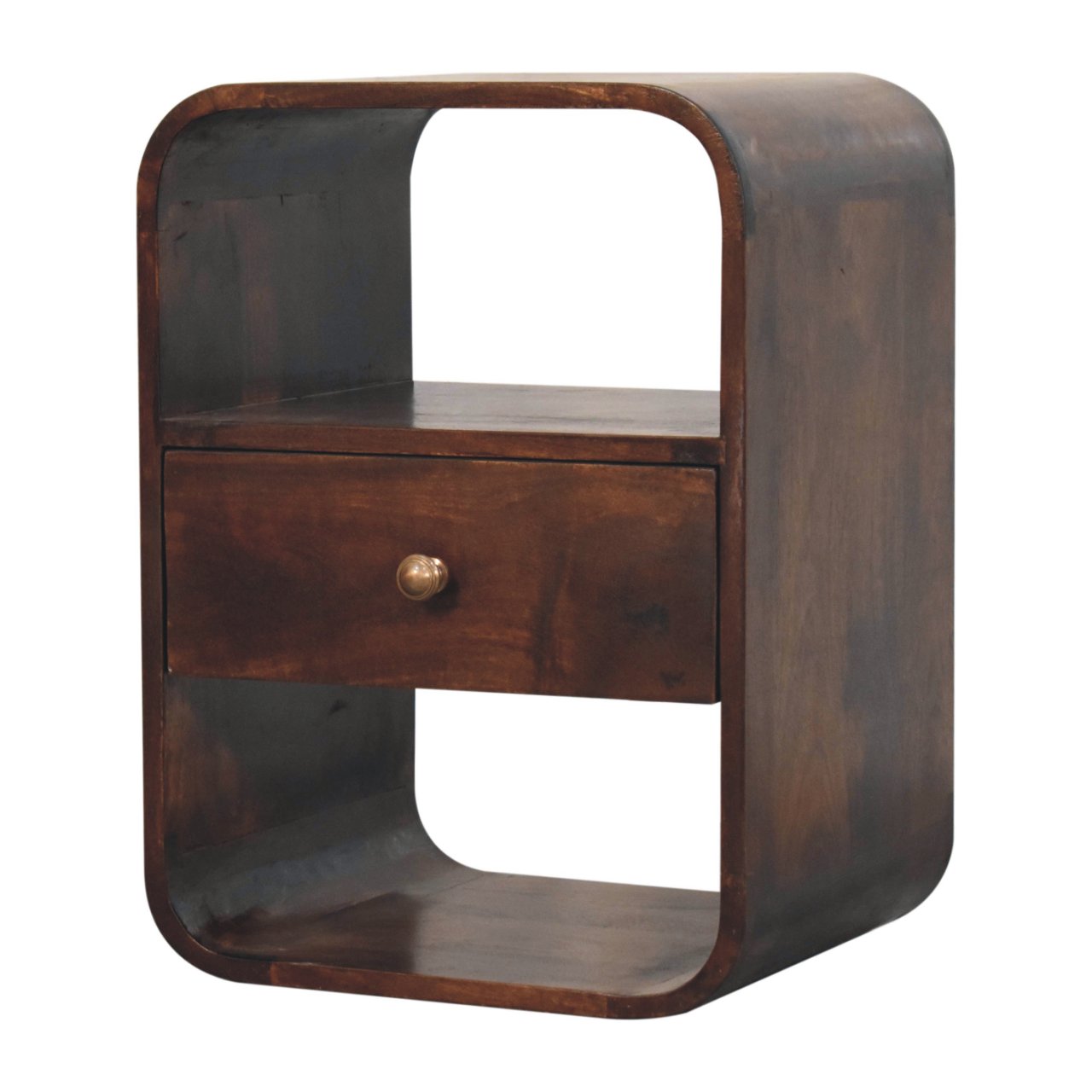 Solid Wood California Walnut Curved Edge Bedside Table