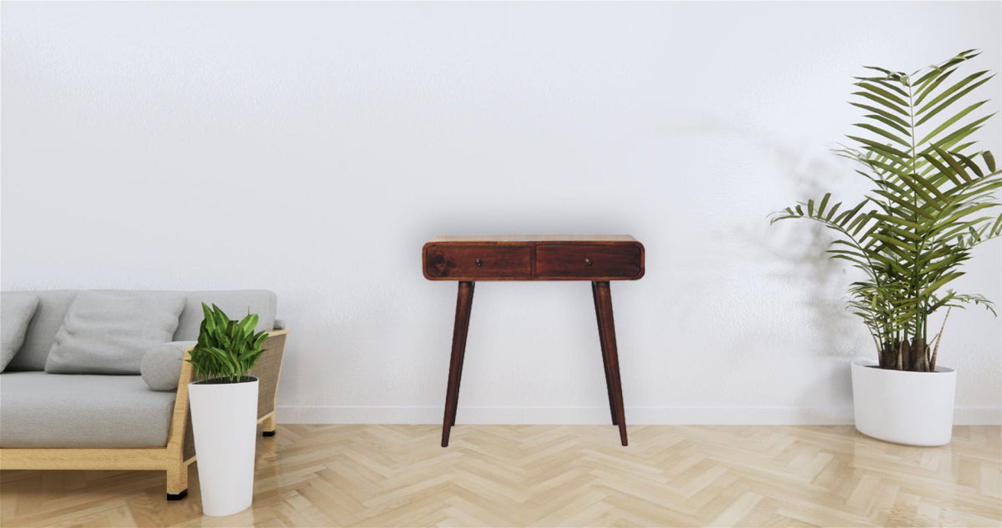 Solid Wood Chestnut Curved Hallway Table