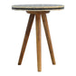 Solid Wood Bone Inlay Tripod Stool, Black and White