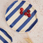 Ceramic Blue stripe plate, 6.3x6.3 Inches (Set of 2 )