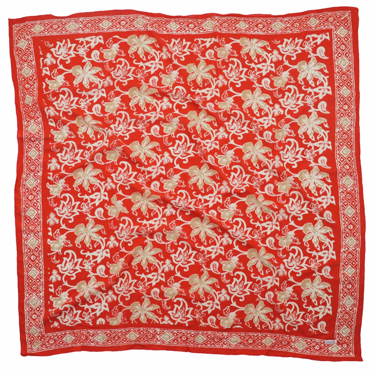 Large 39" Hand Dyed Batik Bandana, 100% Soft Cotton, Fiery Flora