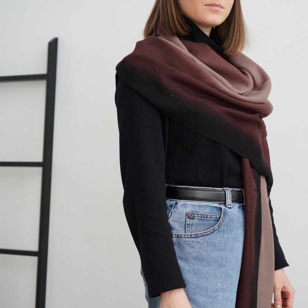 Iris Mink Cashmere Merino Handwoven Scarf
