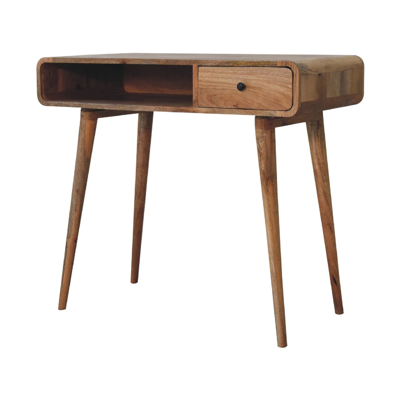 Solid Wood Curved Oak-ish Writing Desk