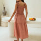 Elena Crinkle Gingham Carry-On Travel Skirt in Persimmon