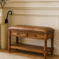 Solid Wood Leather Spindle Bench