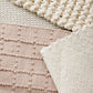 Blush Pink Plaid Hand-Loomed Cotton Bobble Mat