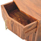 Solid Wood Harper Ribbed Chestnut Bedside 2 Drawers Brown
