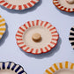 Ceramic stripe Salad Plate, Red- 8.25x 8.25 x 1.25 Inches ( Set of 4 )