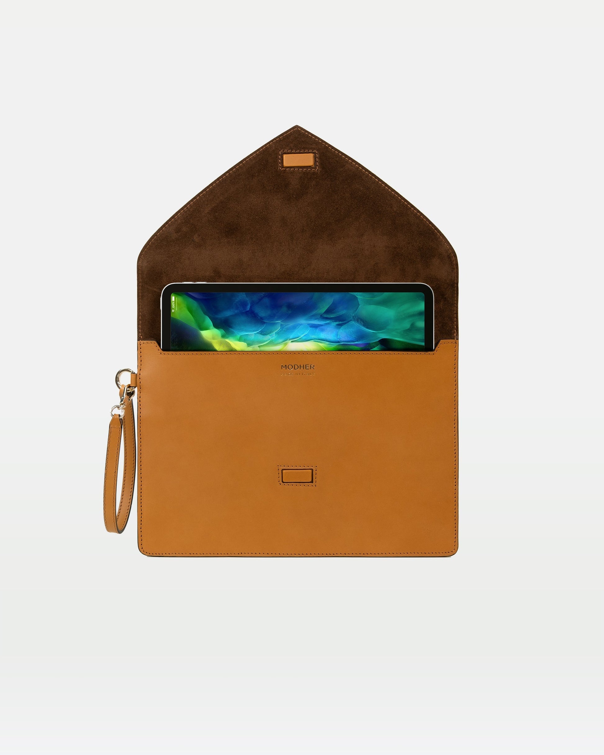 Envelope Clutch in Vegetable tanned calfskin and Suede Leather