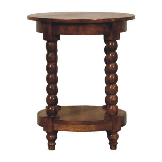Solid Wood Spindle Round Side Table