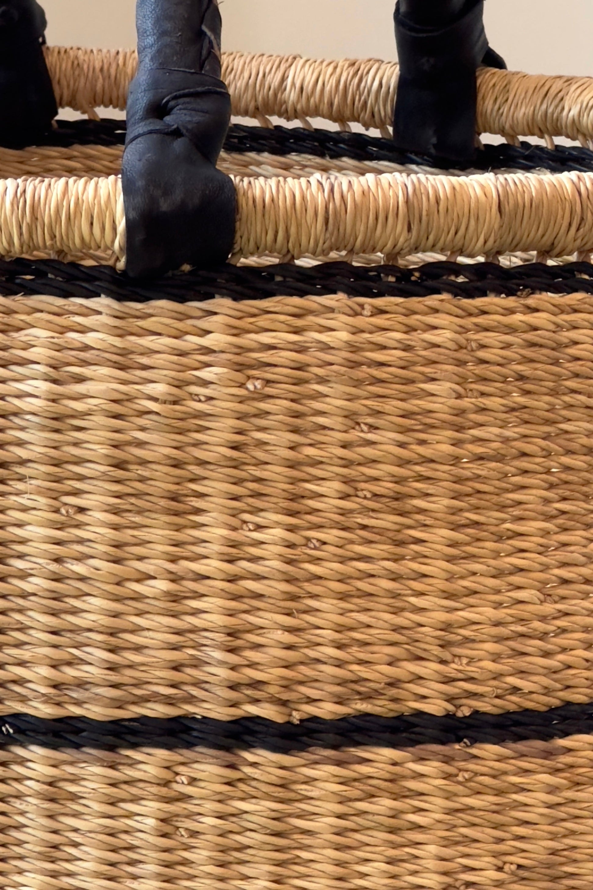 Natural w/ Black Horizontal Stripe Laundry Hamper