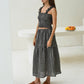 Elena Crinkle Linen Gingham Carry-On Travel Skirt in Black