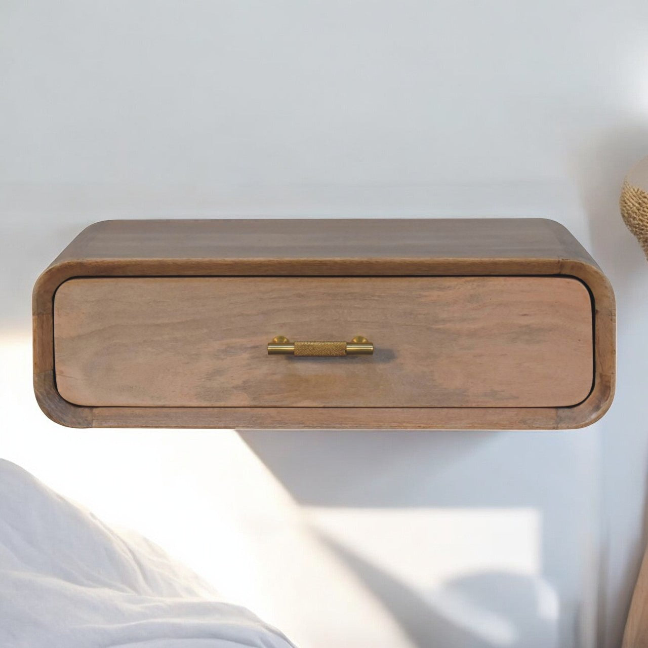 Solid Wood Sonoma T-Bar Wall-Mounted Nightstand