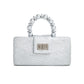 THE SERENA Silver Woven Straw Clutch Bag
