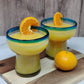 S/4 Stemless Aqua Rim Margarita Glasses