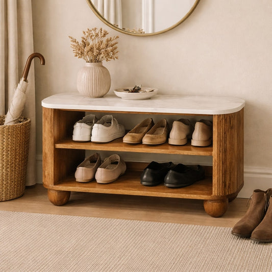 Artisan Furniture Solid Wood Beaumont Marble Shoe Cabinet