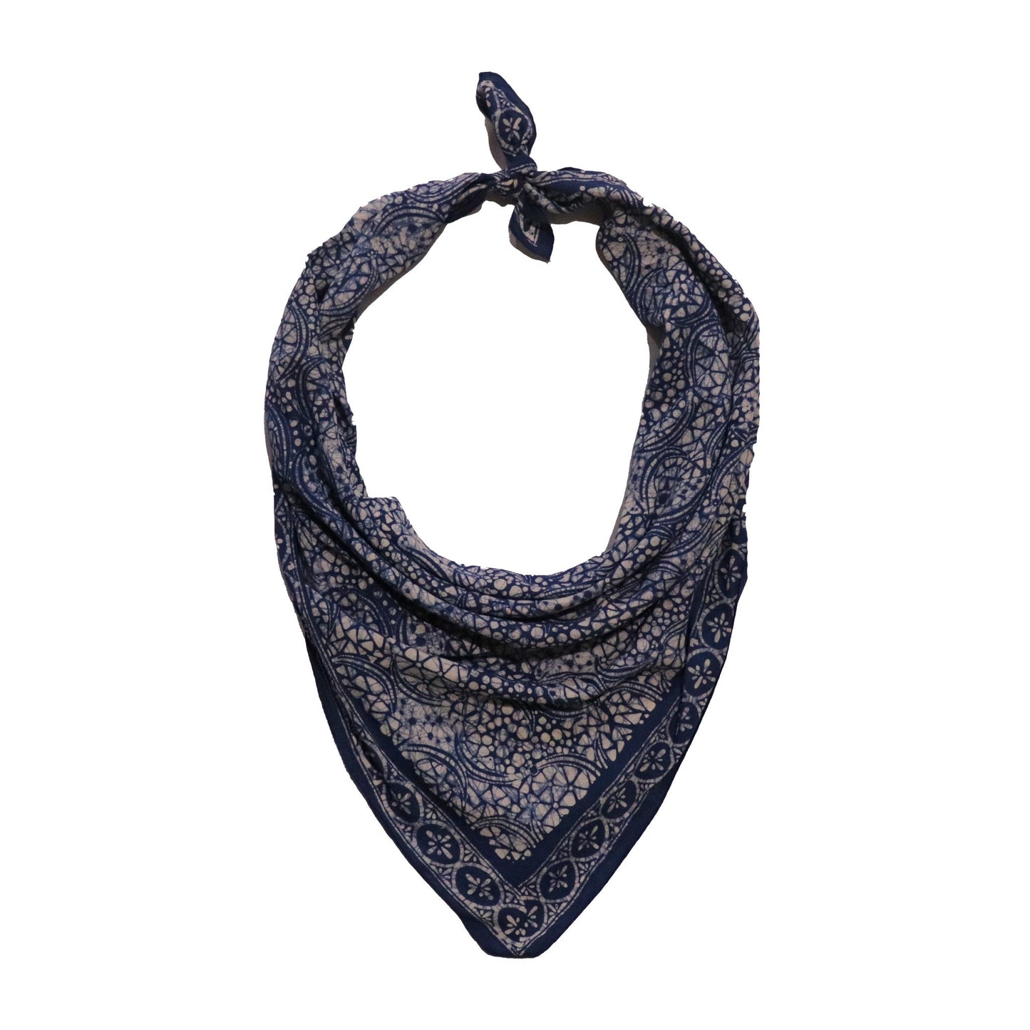 Large 39" Hand Dyed Batik Bandana - Soft Lightweight Cotton, Blue Stone