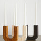 U-Shaped Wooden Double Taper Candlestick Holder