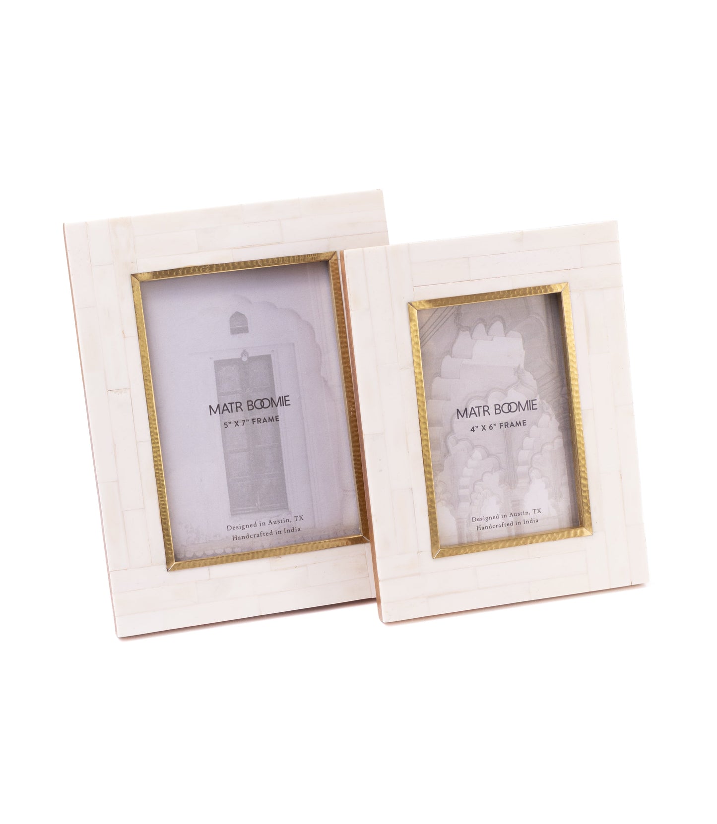 Mukhendu 4x6 Picture Frame - Bone, Brass Inner Edge