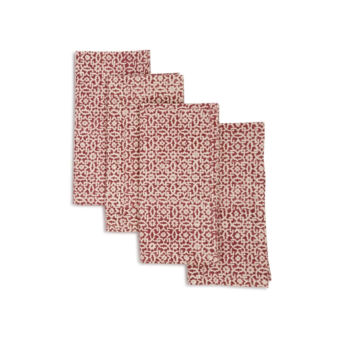VERTEX Hand Block Printed Napkins - Set of 4. Cotton - Fair Trade - Artisan Made
