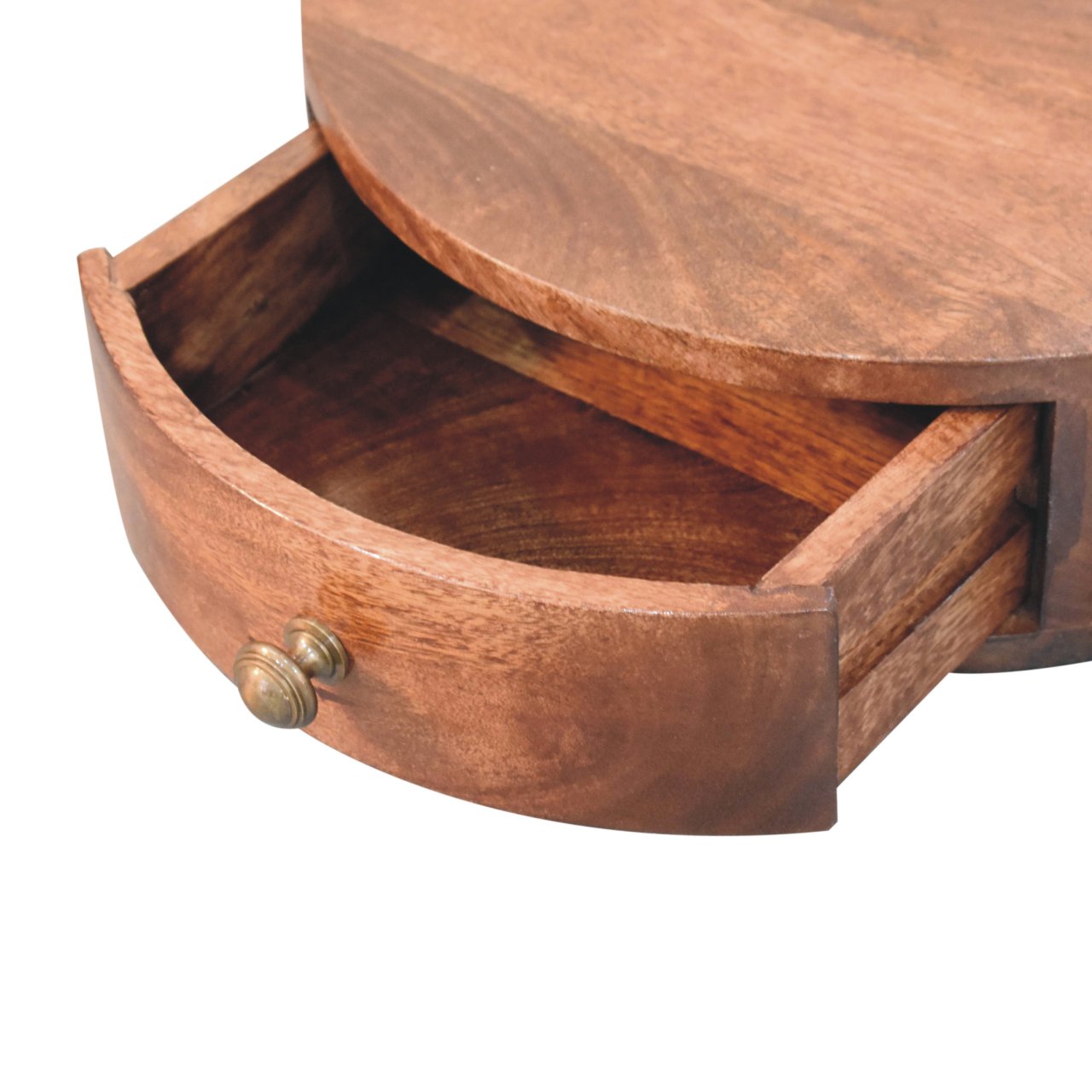 Solid Wood Honey Caramel Wall-Mounted Rounded Bedside Table