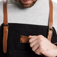 Waxed Canvas Work Apron with Leather Straps & Utility Pockets