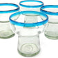 S/4 Stemless Aqua Rim Margarita Glasses