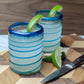 Set of 6 Tumbler Glasses with Aqua Spiral Design