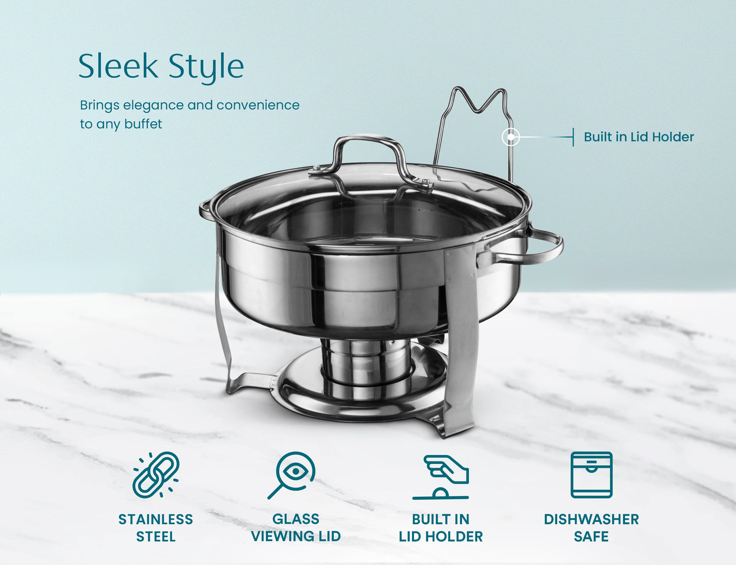 Stainless Steel Chafing Dish, 4.5 qts