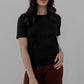 CREW NECK SWEATER TEE - BLACK
