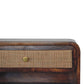 Solid Wood Chestnut Wall-Mounted Open Woven Bedside Table