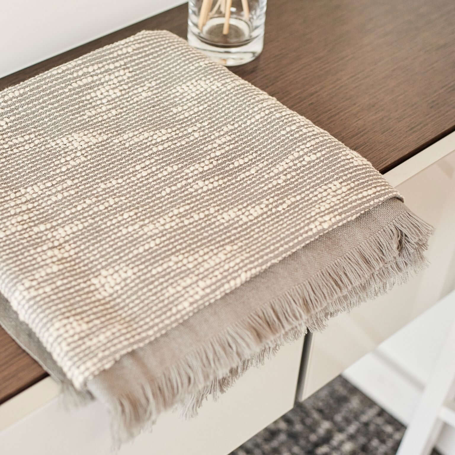 Flo Gray Textured Handloom Merino Throw