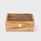 Mango Wood Trellis Keepsake Box with Compartments, Medium Burnt