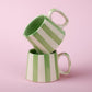 Ceramic Green Stripe  Coffee cup - 3.5 x 2.5 Inches ( Set of 4 )