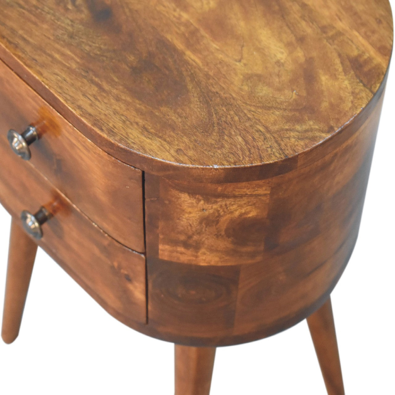 Solid Wood Mini Chestnut Rounded Nightstand